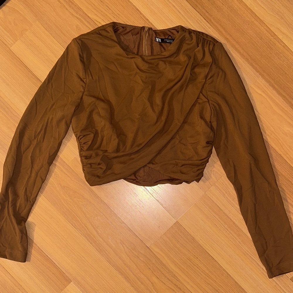 Zara Brown Long Sleeve Blouse
